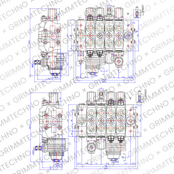 Гидрораспределитель GT80/4/AD(190)-ST + GT80/4/AD(SV)-ST (2 распределителя по 4 секции)